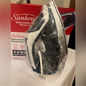 Sunbeam Black and White Steam Iron with Blue Accents